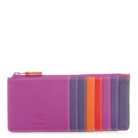 mywalit Leather Credit Card Holder | 15 Card Slots | ID Window & Zip Coin Pocket | Sangria Multi | Stylish & Compact Accessory for Men & Women | Perfect for Everyday Use