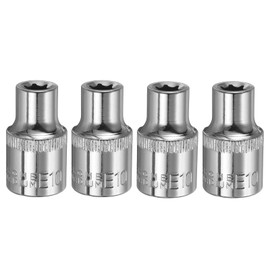 HARFINGTON 4pcs E-Torx Socket 1/2" Drive E10 External Torx Deep Socket CR-V 6 Point Spline Socket Star Female Bit Socket for Auto Repairs Home Maintenance DIY Hand-Making 1.5" Length