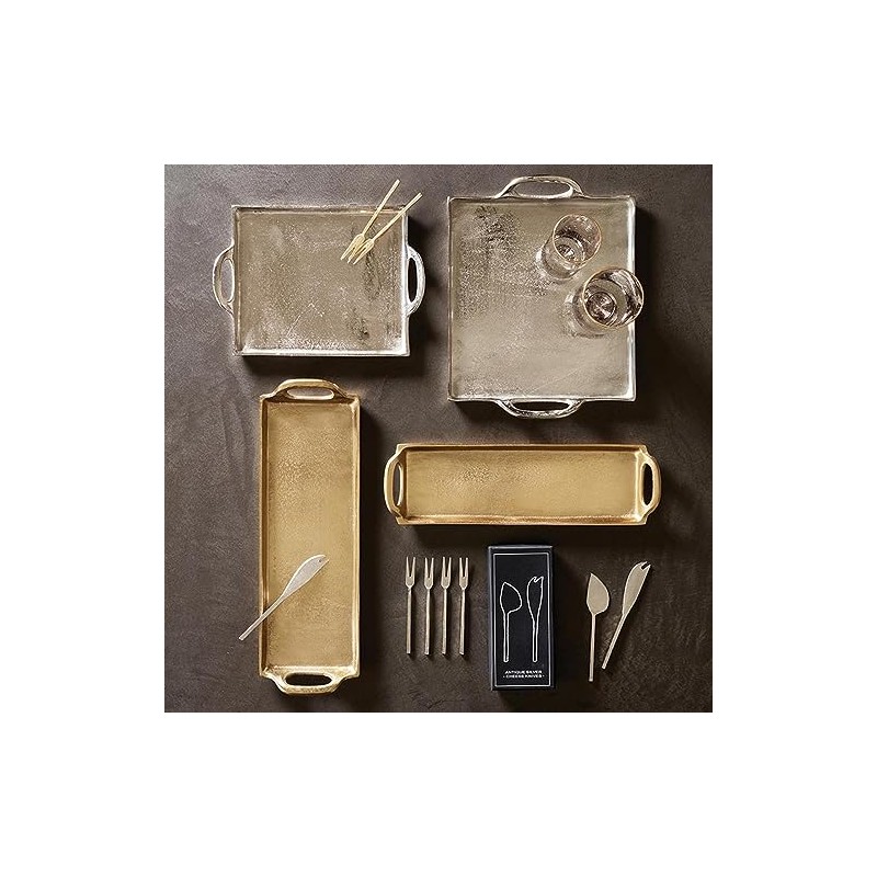 Santa Barbara Design Studio Serving Tray With Handles Rectangular Aluminum