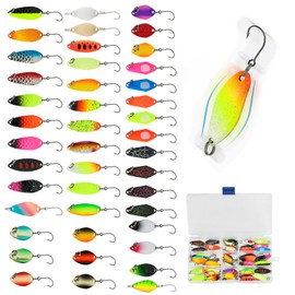 JasCherry 43-teiliges Angelköder-Set, Pailletten-Spinner-Angelköder mit Haken, lebensechtes Angelzubehör-Set, Löffel-Schwimmköder mit Aufbewahrungsbox