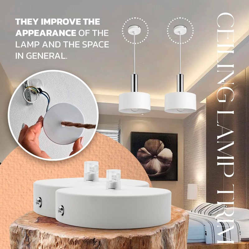 DOJA Barcelona Ceiling Lights Canopy White Pack of 2 Lamp
