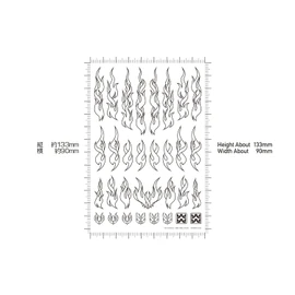 Haikyu Parts FTOL-BLK Fire Tribal Decal, Outline, Black, 1 Piece