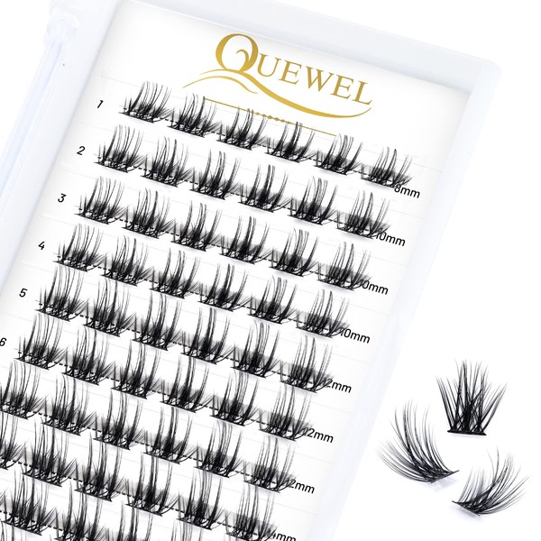 Cluster Lashes 72 Pcs QUEWEL Wide Stem Individual Lashes C/D