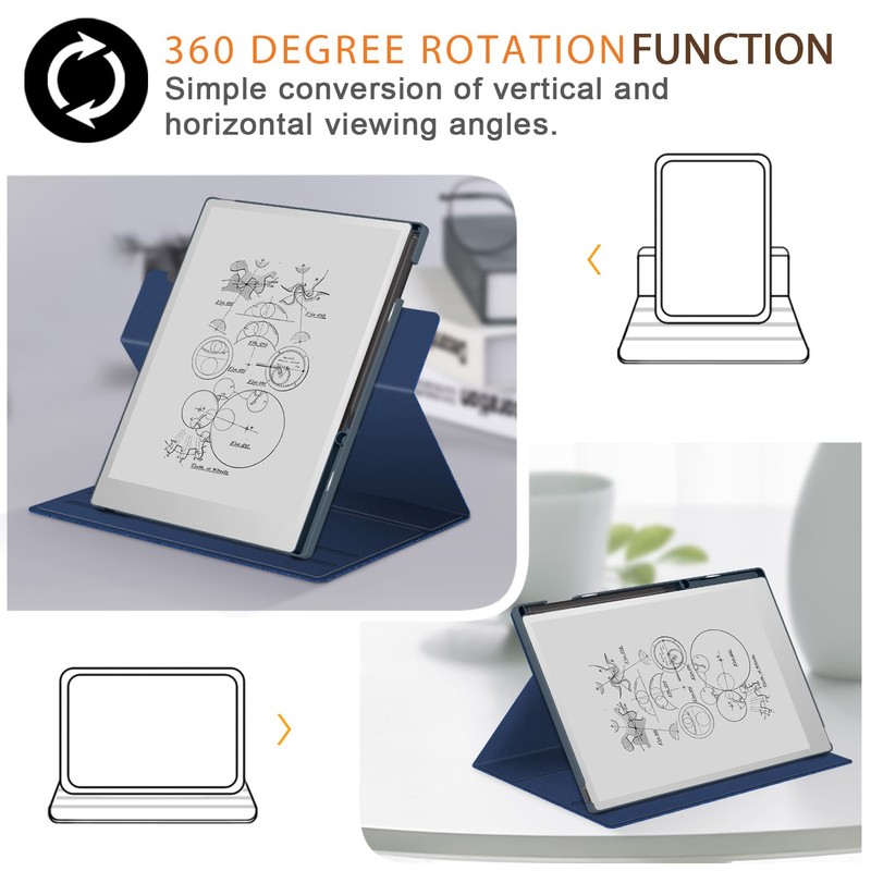Xuanbeier Rotate 360 Degrees Case Compatible with Remarkable Paper Pro