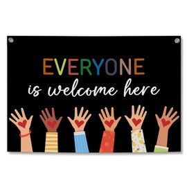 TWRVI Everyone Is Welcome Here Canvas Banner, Diversity Equality Wall Decor for Middle High School Classroom, Diversity Classroom Decor Wall Hanging Banner Flag, 30x20 Inch