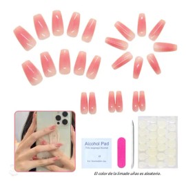 24pc Uñas Postizas Reutilizables Uñas Press On Con Pegamento                                                                                          