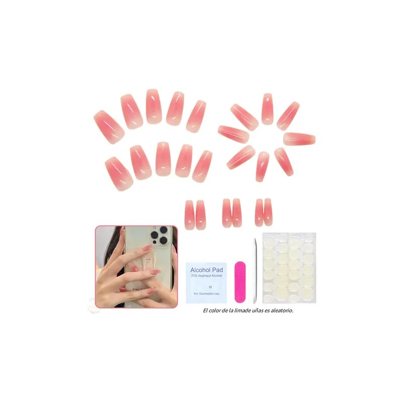 24pc Uñas Postizas Reutilizables Uñas Press On Con Pegamento