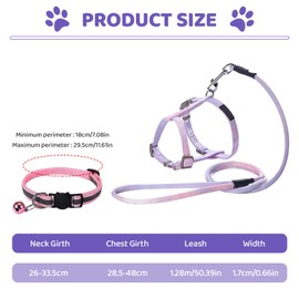 Adjustable Cat Harness and Lead Set for Kittens and Adult Cats, Soft and Comfortable Walking Harness, Safe and Secure Cat Collar, Ideal for Outdoor and Indoor Use