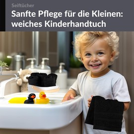 Lashuma Washcloth Baby 30 x 30 cm, London Set of 6 Small Hand Towels Black, Soft and Absorbent