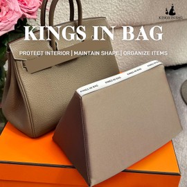 KINGS IN BAG Purse Pillow for Birkin 35, Smooth Satin Fabric & Memory Foam Inner, Durable & Lightweight Structure Support (Etoupe Grey, BK35)