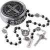 HanlinCC 6mm Hematite Stone Black Beads Catholic Saint Benedict Rosary