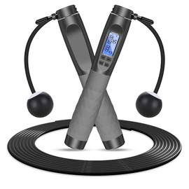 flintronic Skipping Rope with Counter, Skipping Rope Adult Fitness, Speed Rope, Adjustable Skipping Rope Jump Rope with Non-Slip Handles for Interval Training Training HIIT