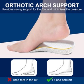 Edvbela Orthopedic High Pads, Arch Support Height Increase Insoles for Leg Length Discrepancy, Shock Absorption Heel Lifts Shoe Insert for Men and Women - 0.6 inch (2 Pair White)
