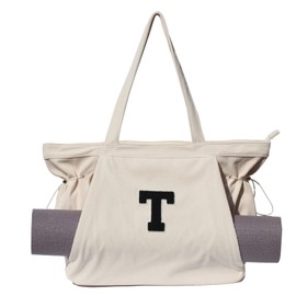 ESVAN Corduroy Yoga Tote Bag Gifts for Women Drawstring Everyday Valentines Gifts for Office Workout Travel Carryall Pilates Gym and Vacation