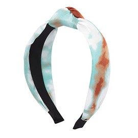 Statement Fashion Headband - Hair Accessories Bow Criss Cross Tie, Turban Fabric Wrap Bohemian Top Knot, Faux Pearl, Rattan Straw, Animal Snake, Leopard (Top Knot Tie Dye - Multi Green)