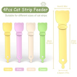 4Pcs Cat Strip Feeder Spoon, Cat Treat Spoon Squeeze for Wet Food, Easy Grip Design-Green&Yellow&Pink&White