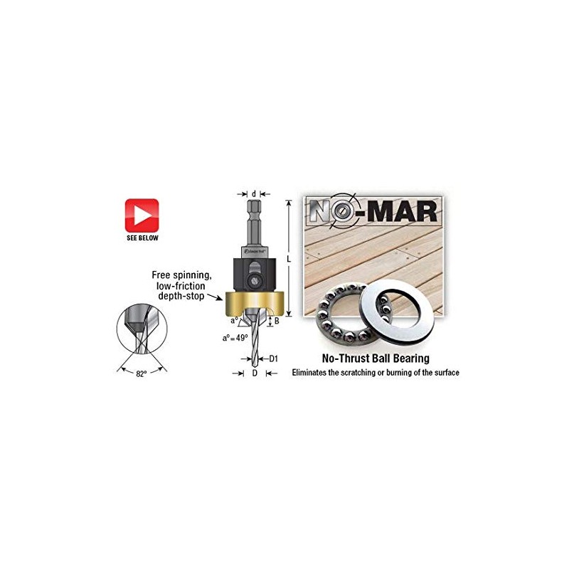Amana Tool - 55229 Carbide Tipped 82° Countersink with Adjustable