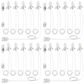 Meonum 4 Pack Christmas Village Light, Light Cord with 5 LED Light Bulb, 12 Ft Accessory Cord with C7 Lamp, Rotary On/Off, Female/Male Plugs, Spare Fuses, C7 Light Cord for Village House Craft Decor