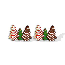Cute Acrylic Christmas Tree Stud Earrings Chocolate Colorful Lanterns for Women Winter Xmas Festive Merry Christmas Holiday Jewelry Gift-D