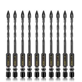 10 Pcs 1/8" Masonry Concrete Drill Bit Set for Tile Brick Glass Plastic Wood, Cross Tungsten Carbide Tip, Hex Shank, Work with Ceramic Porcelain Tile Wall Mirror Paver, 1/8 Inch Drill Bits,3mm