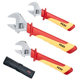 FESA Insulated Adjustable Wrench Set - 3-Piece 1000V Insulated Tool Set with Storage Pouch - Includes 3 Adjustable Wrenches (8", 10" & 12") - 1000 Volt Tools for Electricians