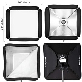GODOX 23.6 x 23.6 inches (60 x 60 cm), S-Shaped Softbox, Quick Attachable, Bowens Mount, Foldable, Compact, Portable, Storage Case Included, for Studio Photography, Portrait Photography