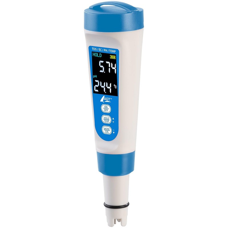 AGT EC Meter: Digital 4-in-1 Water Quality Meter, LCD Display,
