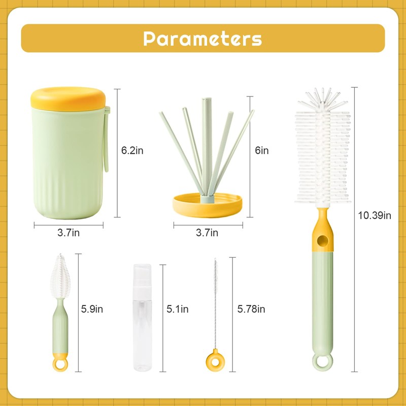 7 in 1 Bottle Cleaner Kit-Travel Bottle Brush Set with