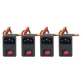 4Pcs 3D Printer Connector Fuse Power Switch with Indicator 3Pin IEC320 C14 Inlet Rocker Switch AC250V 10A