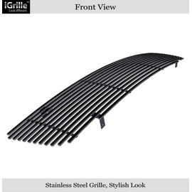 APS Compatible with 2003-2006 GMC Sierra 1500 2500 HD 3500 & 07 Classic Model Main Upper Stainless Steel Black 8x6 Horizontal Billet Grille Insert N19-J17358G