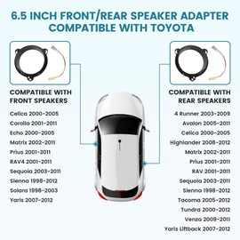 NuIth Door Speakers Adapter with Speaker Wiring Harness Fit for Select 1998-2015 Toyota 4 Runner/RAV4/ Corolla, Scion 2004-2014 Aftermarket Car 6.5 Inch Speaker Adapters Rings Kit
