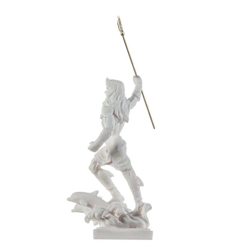 BeautifulGreekStatues Poseidon Greek God of The Sea with Trident Alabaster