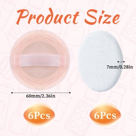 12 Pieces Powder Puffs, 2.36 Inch Setting Powder Puff, Powder-Puff Pads with Ribbon, Soft Face Compact Powder-Puff, Round Velour Face Makeup Powder-Pads, Puffs Pads for Loose-Powder, Setting-Powder