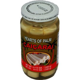 Caiçaraí - Hearts of Palm in a Glass Jar - Net Weight 12.34oz - Content 6.34fl oz (PACK OF 01) | Palmito em Jarra de Vidro -Peso Líquido 350g - Peso Líquido Drenado 180g
