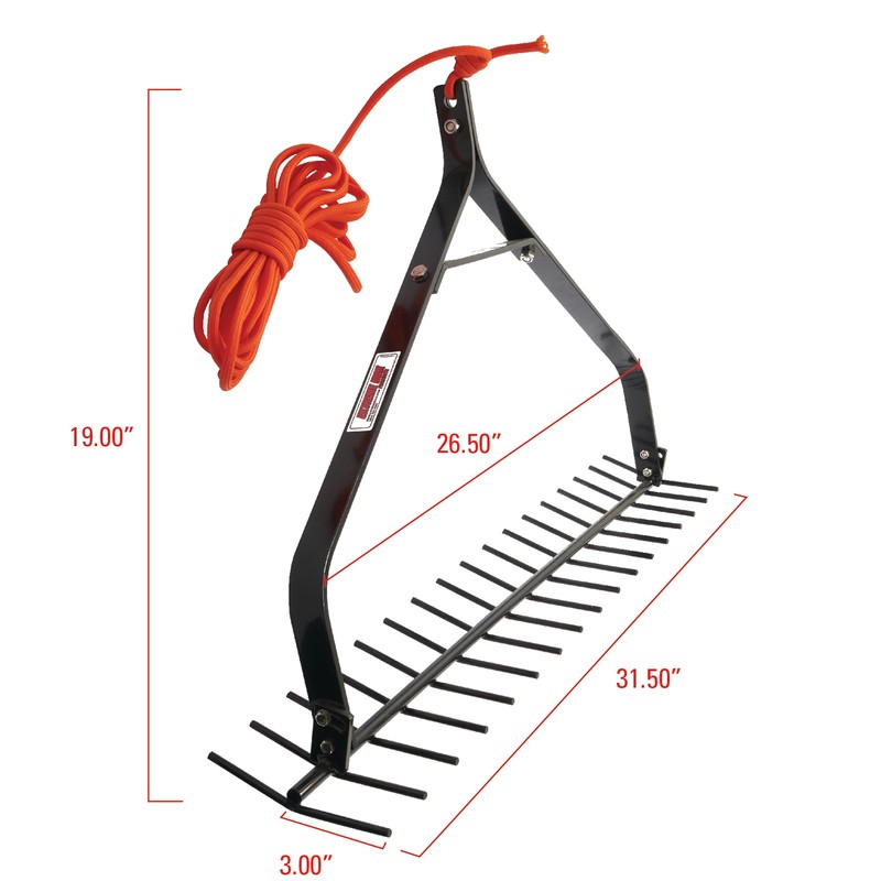 Extreme Max 3005.5321 Throwable Aquatic Weed Rake – 32"
