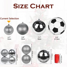 Briful 12CM Large Christmas Baubles, 4 PCS 4.7" Xmas Tree Decorations Silver Christmas Bauble Decorations Hanging Ornaments for Home Festival Decor