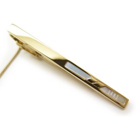 DAKS Gold White Butterfly Tie Bar Tie Clip, Brass, No Gemstone