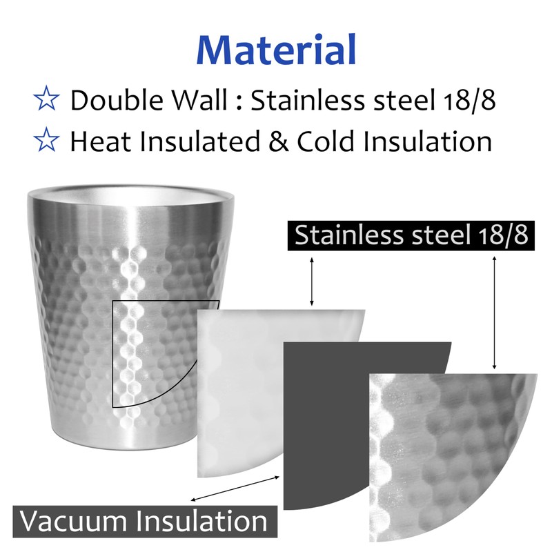 TIICOO Stainless Steel Cups 4 Packs 10oz/300ml Stackable Double Wall