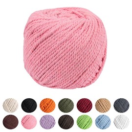 Craft County - Cuerda de algodón de macramé natural para tejer, bricolaje y colgar en la pared, color rosa claro, 5 mm (50 metros)