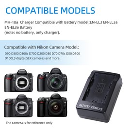 KWTOUL MH-18a Battery Charger for EN-EL3e EN-EL3 EN-EL3a Battery Compatible with Nikon D50, D70, D70s, D80, D90, D100, D200, D300, D300s, D700 Camera