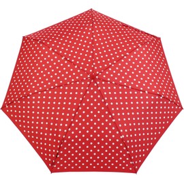Knirps Slim Duomatic Polka Dots Pocket Umbrella Red White in Neoprene Case