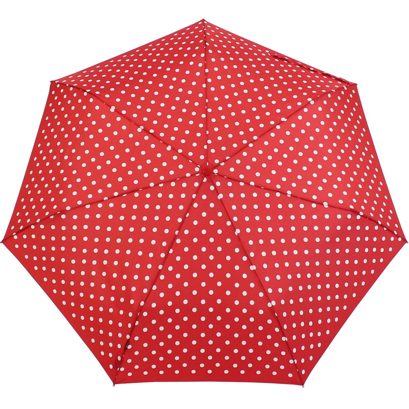 Knirps Slim Duomatic Polka Dots Pocket Umbrella Red White in