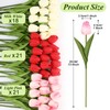 Janinka 60pcs Artificial Tulip Flowers Fake PU Tulips Faux Latex