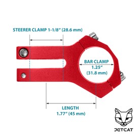 JETCAT Bike Stem, Short MTB Stem 31.8, Mountain Bike Stem Clamp, Bicycle Stem, Handlebar Stem Riser for BMX/Road Red
