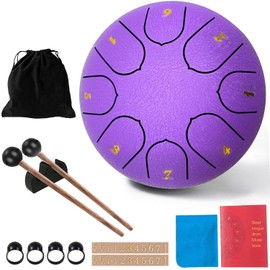 Rain Drum, 8 Notes 6 Inches, Chakra Rain Drum, Steel Tongue Drum, Rain Music Drum, Outdoor Rain Drum, Garden Handpan with Beater, Percussion Instruments (8 Tone 6 Inches)
