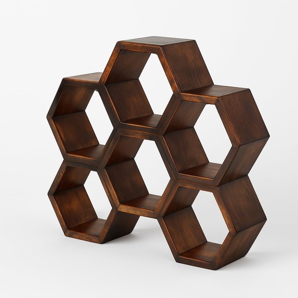 ixxora Handcrafted Acacia Wood Wine Stand/Rack, Modern Honeycomb Design, Free