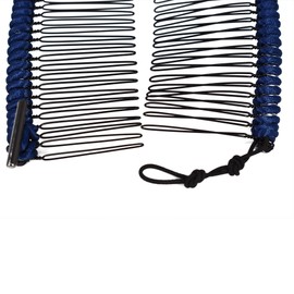 Navy Blue Banana Clip for Thick Natural Heavy Curly Hair - Stretch & Adjust Multi-Styles Seconds with No Damage, Creases, or Pain - Comfy UpDo, Ponytail, French Twist, Bun (Large Satin Cord)