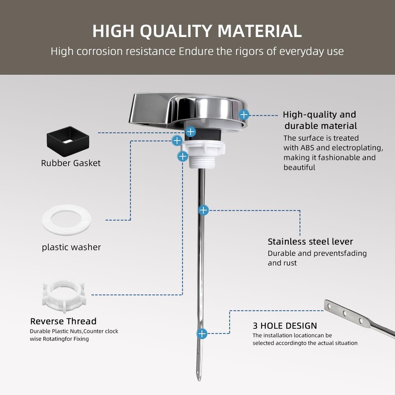 GDHeHKJi Universal Toilet Tank Handle Replacement, Side Mount, 304 Stainless