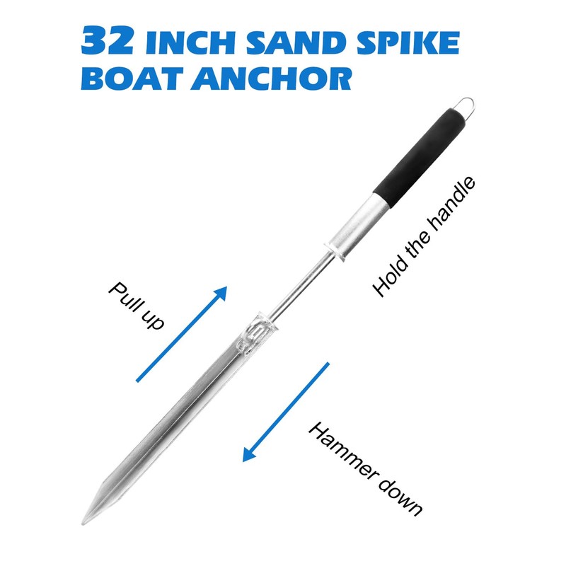 Venussar 32'' Sand Spike Boat Anchor Pole, with Stainless Steel