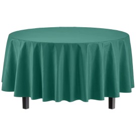 Party Solids 84In Round Dark Green Disposable Plastic Tablecloth For Events Parties Bbqs